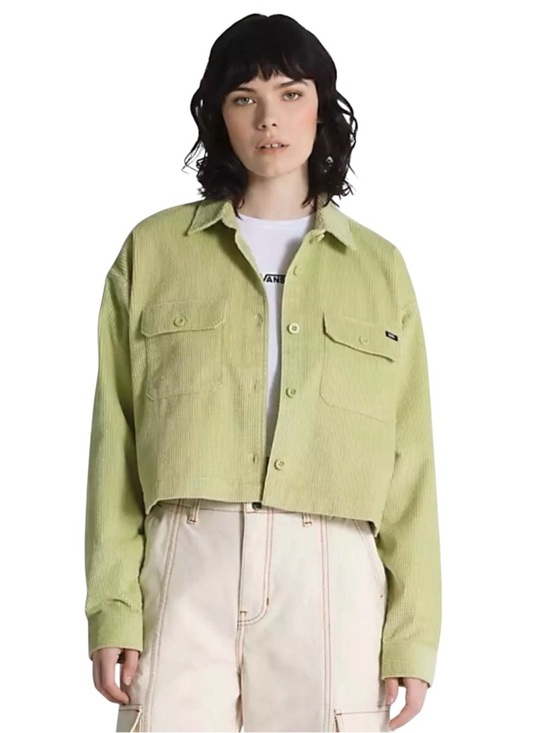 Vans Tops - Vans Lime Green Corduroy Button Up Cropped Long Sleeve Jacket Women’s Size Small
